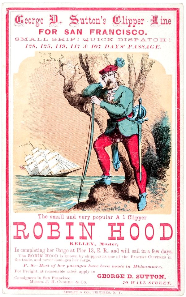 ROBIN HOOD Clipper ship sailing card 65417 2