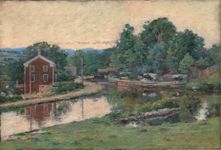 Theodore Robinson - Evening at the Lock, Napanoch, New York (1893)