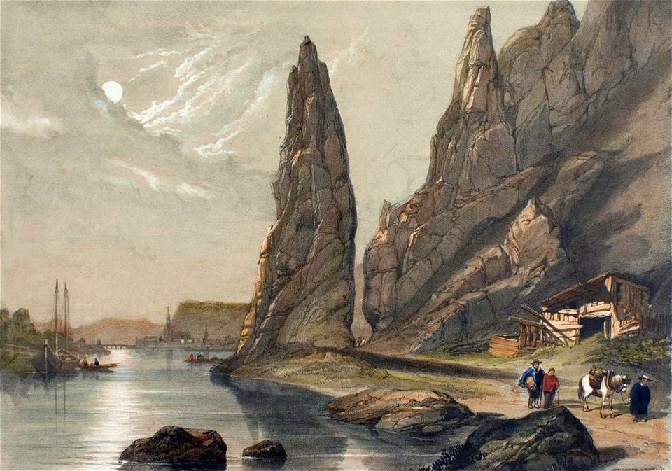 Roche Bayard by moonlight on the Meuse
