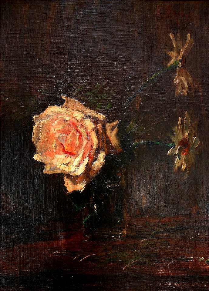 Rodolfo Amoedo Rosa e flores em copo de água, Rio, 1896, 34,5 x 24,5cm Gedley Braga