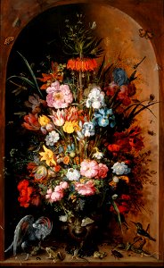Roelant Savery - Large flower piece with Kaiser's crown