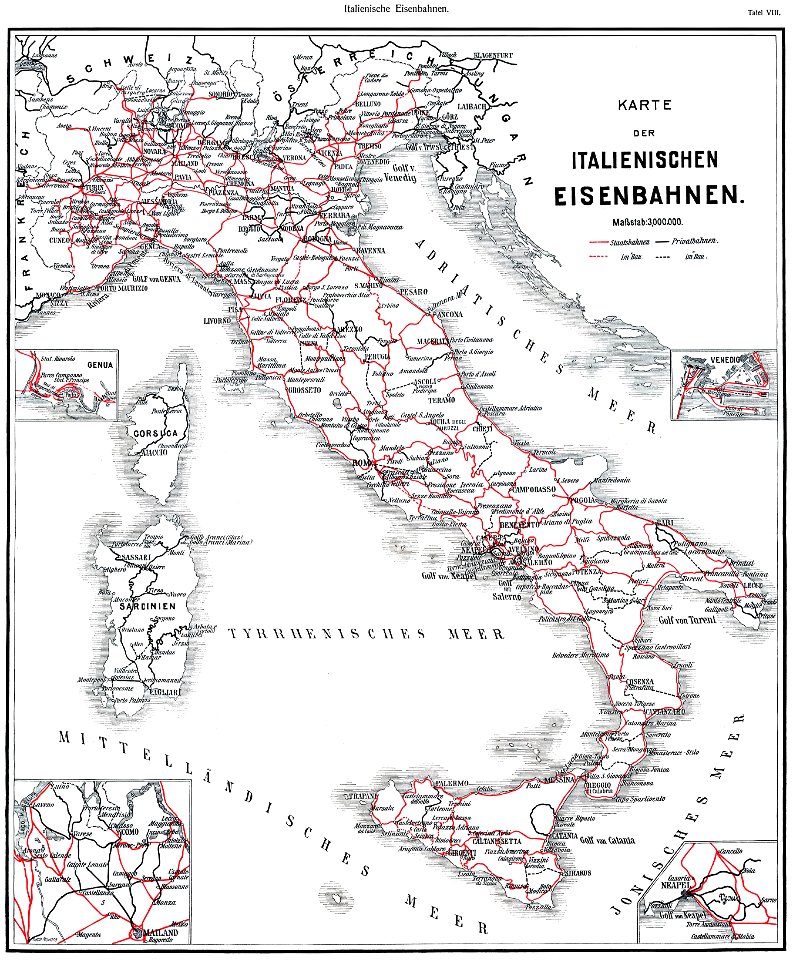 Roell-1912 Karte der Italienischen Eisenbahnen