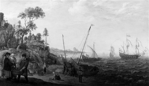 Rocky Coast with Ships and Figures (Adam Willaerts) - Nationalmuseum - 18183