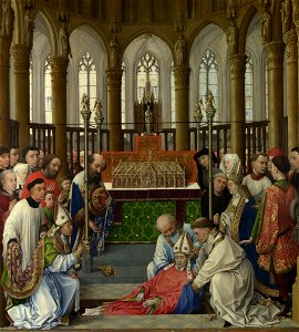 Rogier van der Weyden and workshop - Exhumation of St Hubert NG 783. Free illustration for personal and commercial use.