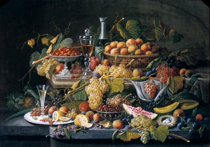 Severin Roesen - Still Life, Fruit. Free illustration for personal and commercial use.