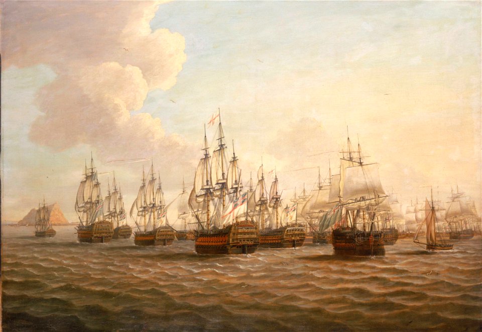 Rodney's Fleet Taking in Prizes after the Moonlight Battle, 16 January 1780 RMG BHC3815