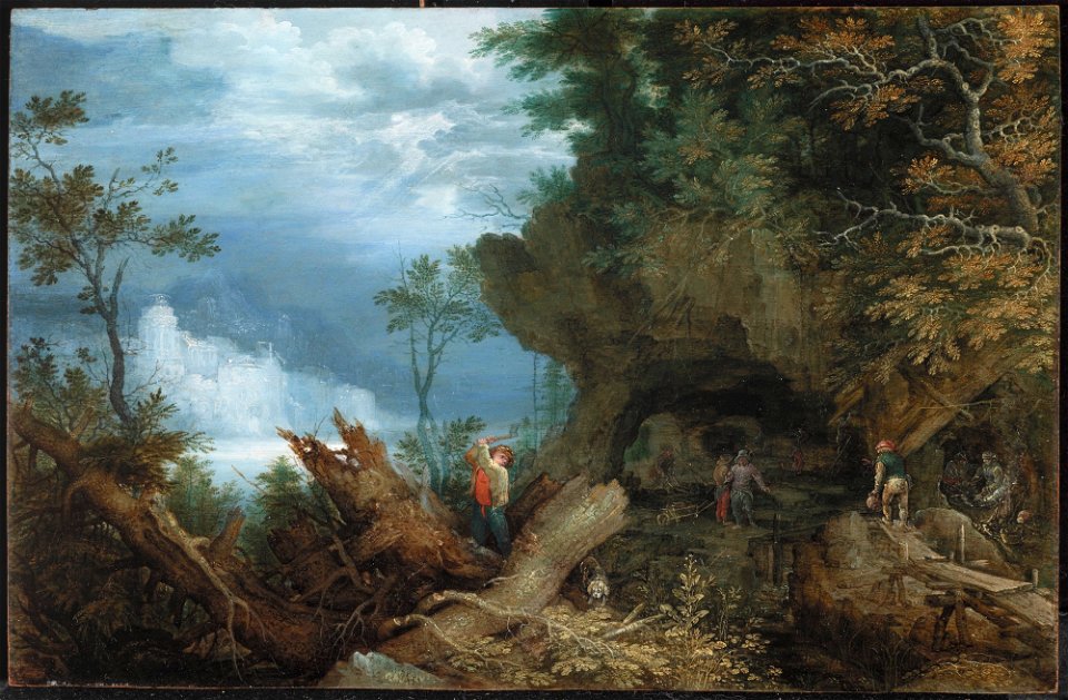 Roelandt Savery - Mountainous Landscape with an Entrance to a Mine - 2001.37 - Detroit Institute of Arts