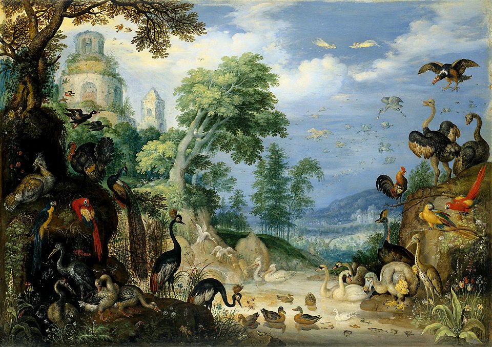 Roelant Savery, , Kunsthistorisches Museum Wien, Gemäldegalerie - Landschaft mit Vögeln - GG 1082 - Kunsthistorisches Museum