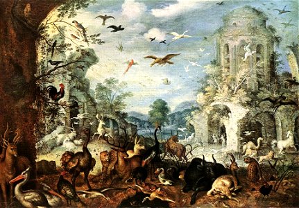 Roelant Savery - Landscape with Wild Beasts - WGA20891. Free illustration for personal and commercial use.