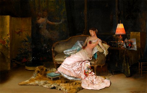 Rogelio de Egusquiza A reverie during the ball 1879. Free illustration for personal and commercial use.