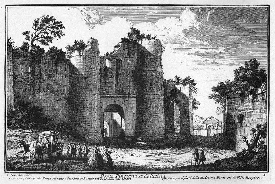 Roma.Porta Pinciana incisione Vasi