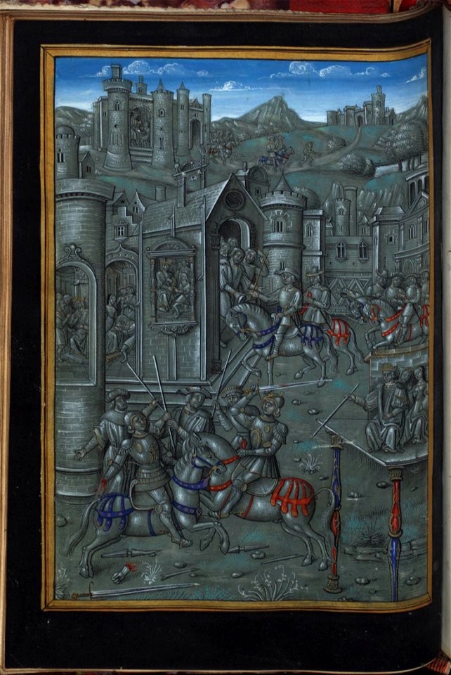 Roman de Lérian et Lauréolle - BNF Fr2150 f30v (Perséus perd sa main)