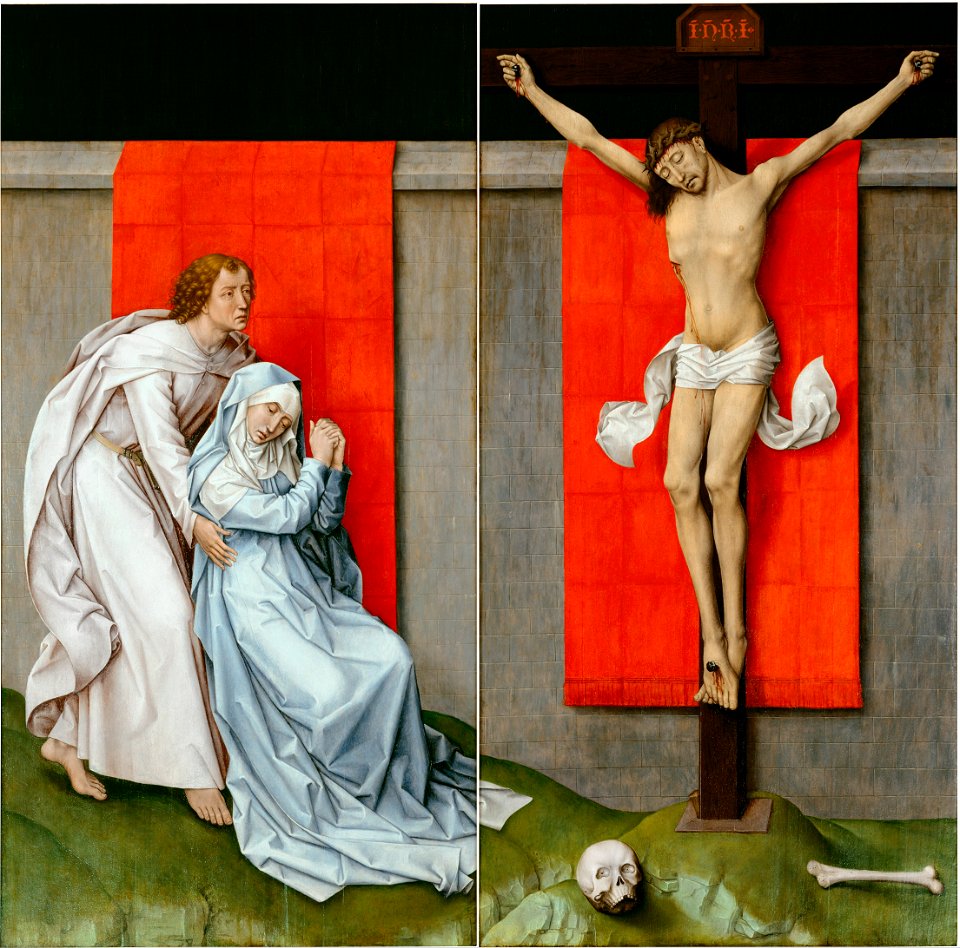 Rogier van der Weyden, Netherlandish (active Tournai and Brussels) - The Crucifixion, with the Virgin and Saint John the Evangelist Mourning - Google Art Project