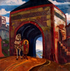 Nicholas Roerich - St Mercurius of Smolensk (1919). Free illustration for personal and commercial use.