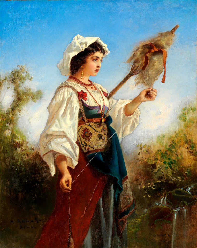 Anton Romako - Römische Spinnerin