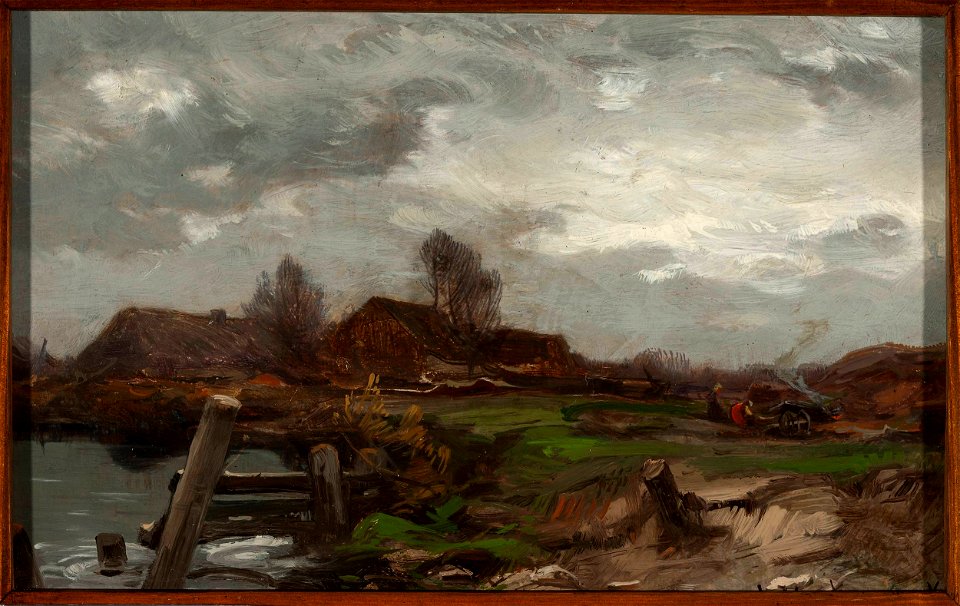 Roman Kazimierz Kochanowski - Landscape – Cottages at waterside - MP 2189 MNW - National Museum in Warsaw