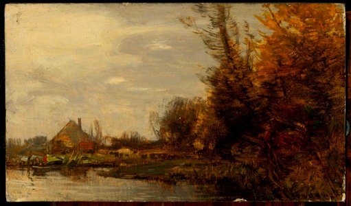 Roman Kazimierz Kochanowski - Autumn landscape with a cottage at waterside - MP 2187 MNW - National Museum in Warsaw