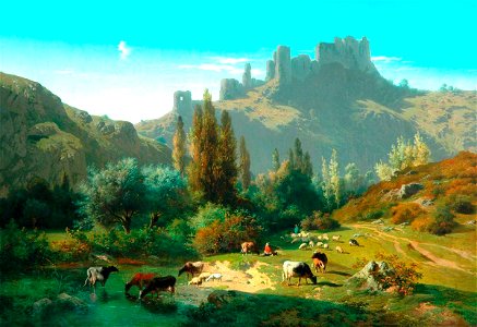 Rosa Bonheur (1822-1899) - Landscape with Cattle - A1.9 - The Hepworth Wakefield