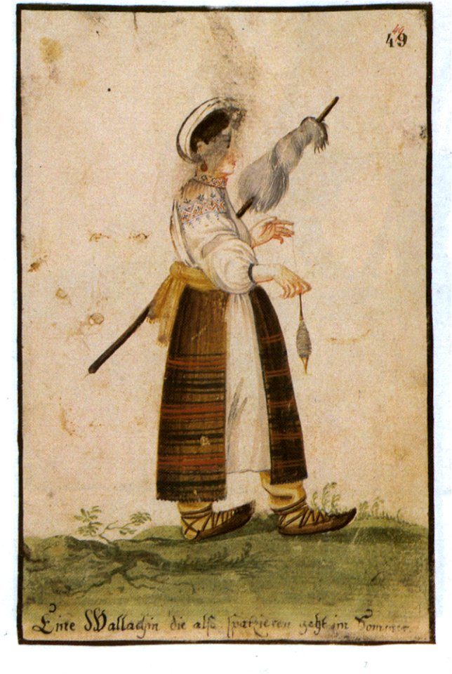 Román nő fonóorsóval