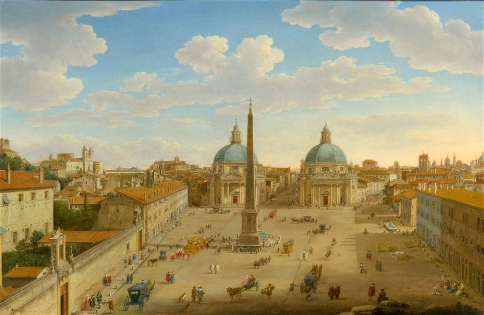 Rome, a view of the Piazza del Popolo (by Hendrik Frans van Lint)