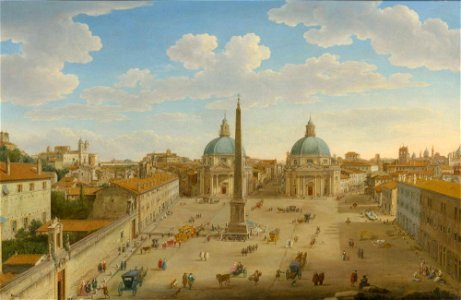 Rome, a view of the Piazza del Popolo (by Hendrik Frans van Lint)