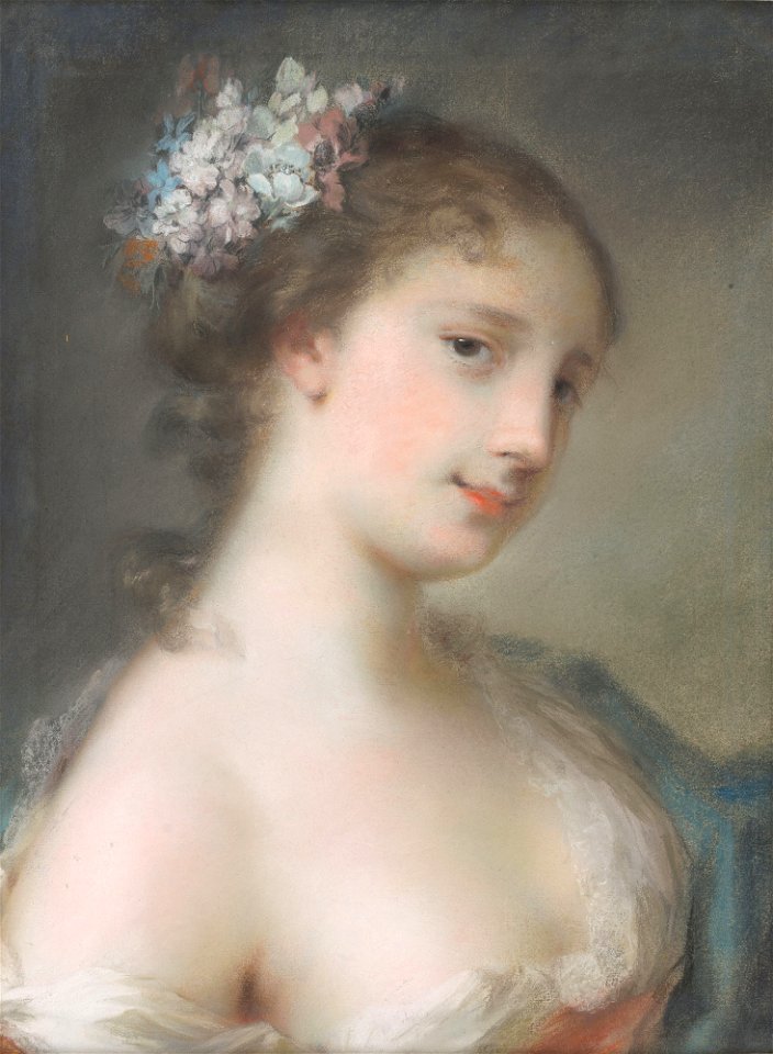 Rosalba carriera portrait of a young lady bust-length turned to the ri105136)