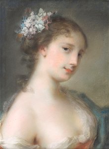Rosalba carriera portrait of a young lady bust-length turned to the ri105136)