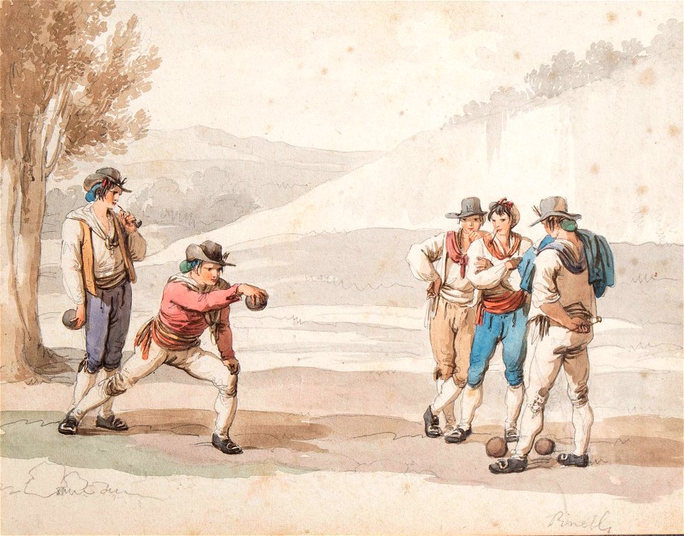 Romans playing the game of bowls - Bartolomeo Pinelli