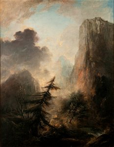 Romantic Landscape with Spruce (Elias Martin) - Nationalmuseum - 21679. Free illustration for personal and commercial use.