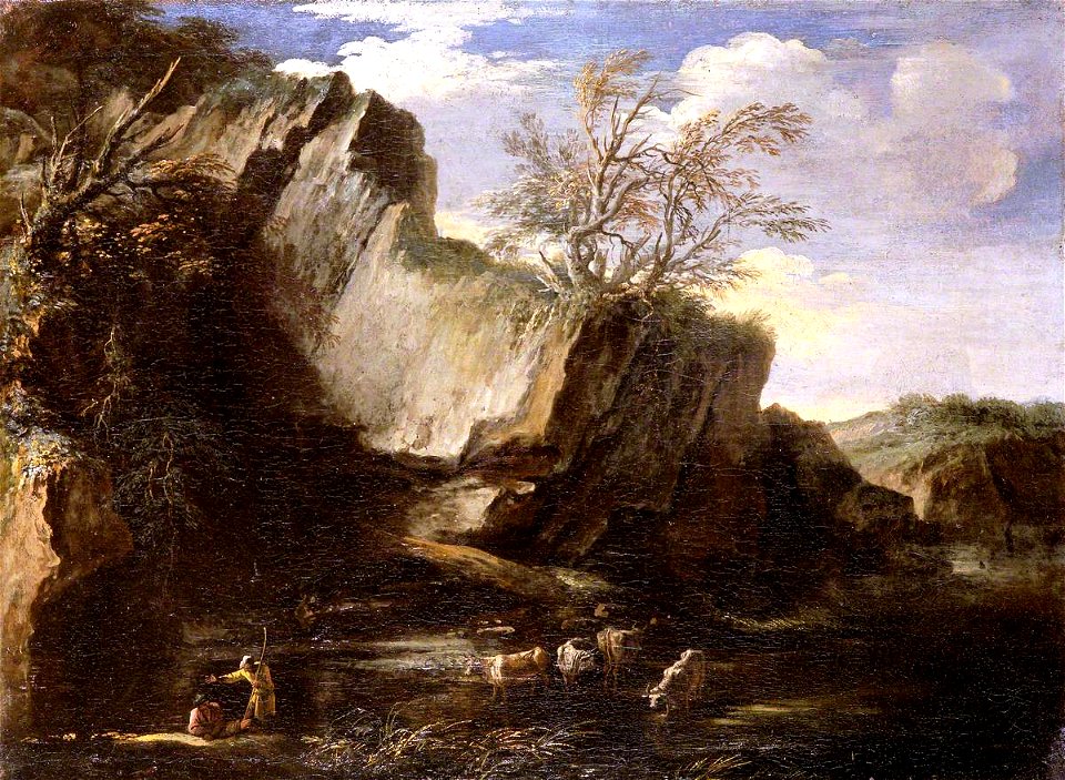 Rosa - Rocky Landscape with Herdsmen and Cattle, NMW A 8