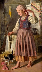 Rosa Schweninger Spiel mit dem Kätzchen