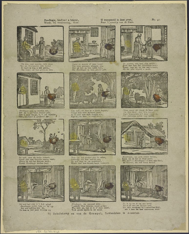 Roodkapje, kind'ren! u bekend, Wordt, bij vernieuwing, thans U voorgesteld in deze prent-Catchpenny print-Borms 0845