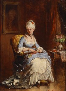 Rosa Schweninger Junge Dame mit Hündchen 1872