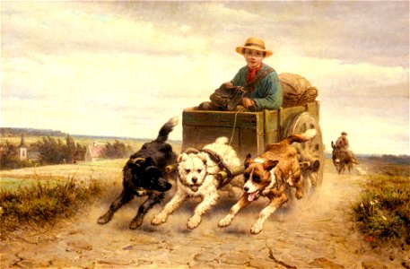 Ronner Knip Henriette The Dog Cart. Free illustration for personal and commercial use.