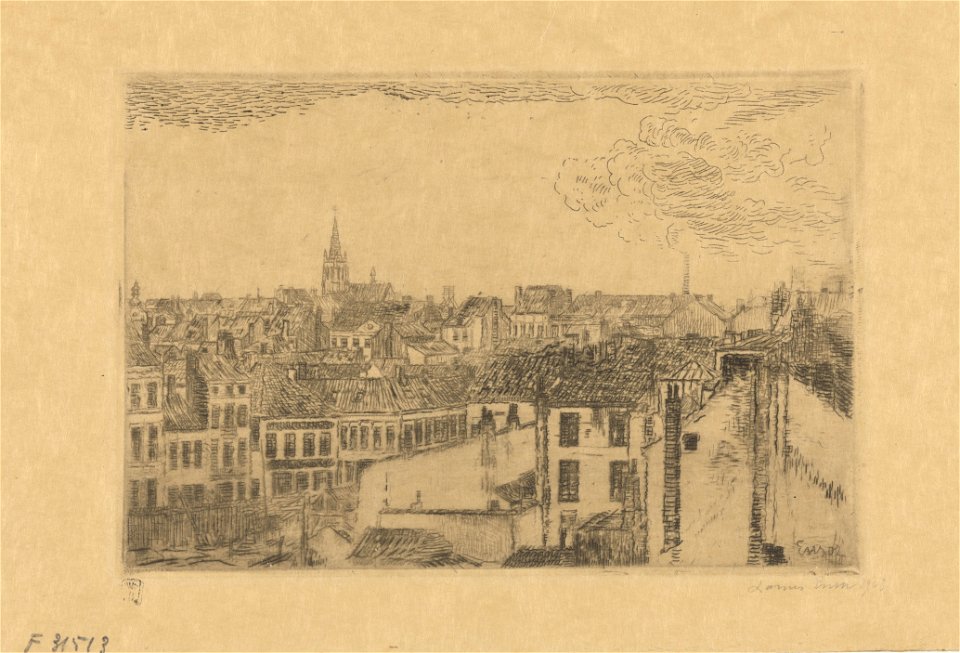 Roofs at Ostend, print by James Ensor, 1903, Prints Department, Royal Library of Belgium, F. 31513