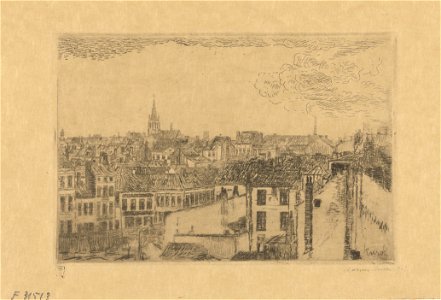 Roofs at Ostend, print by James Ensor, 1903, Prints Department, Royal Library of Belgium, F. 31513