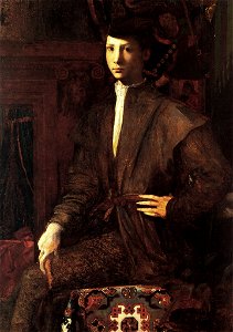 Rosso fiorentino, ritratto di giovane seduto con tappetoi