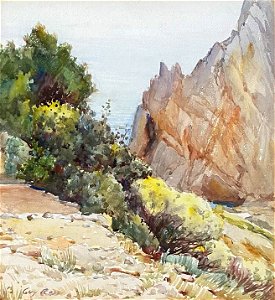 Watercolor landscape painting by Guy Rose