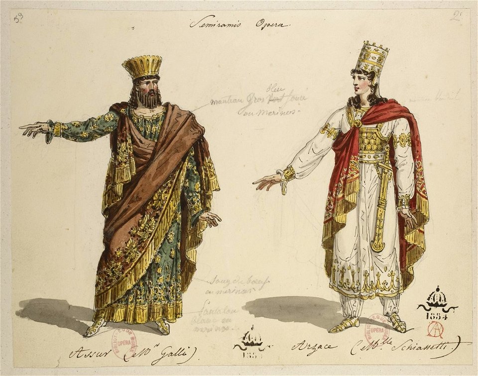 Rossini - Semiramide - Paris 1825 - Hippolyte Lecomte - Assur (Mr Galli) Arsace (Mlle Schiassetti)