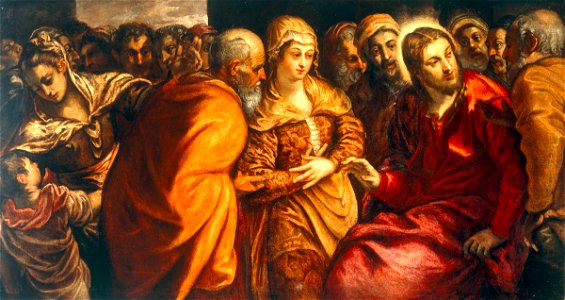 Tintoretto (attrib.) - Cristo e l'adultera (Gallerie dell'Accademia). Free illustration for personal and commercial use.