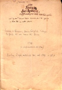 Rossana. Statuta Rossanae. 1534 de mense Januarij – anno 1562 confirmata per dominos dicti loci. Free illustration for personal and commercial use.
