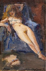The Reclining Tunisian Girl by Alexandre Roubtzoff, 1923