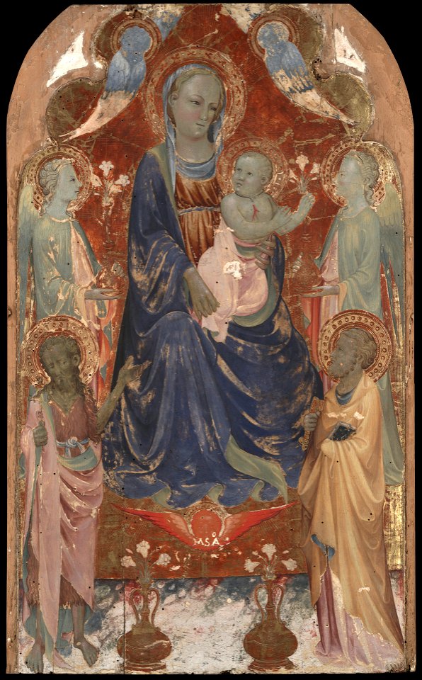 Rossello di Jacopo Franchi - Virgin and Child with Saint John the Baptist, Saint Peter, and Two Angels. - 1943.219 - Yale University Art Gallery