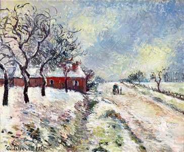 Route Enneigée avec maison, environs d'Éragny by Camille Pissarro