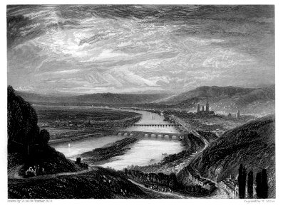 Rouen St Catherine's Hill R468 engraving by William Miller after Turner