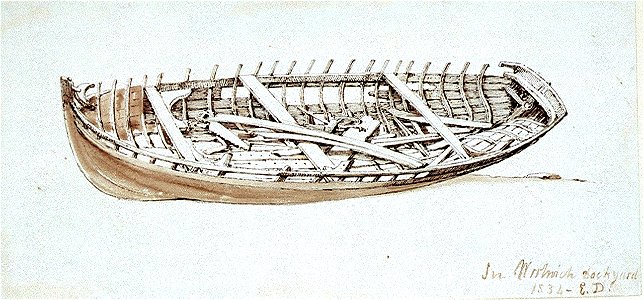 Rowing boat in Woolwich Dockyard RMG PW6195
