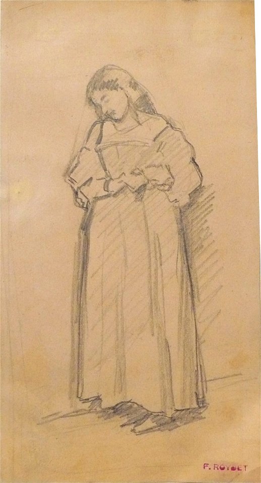 Roybet F. - Pencil - Etude de servante - 24.6x13.4cm