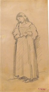 Roybet F. - Pencil - Etude de servante - 24.6x13.4cm