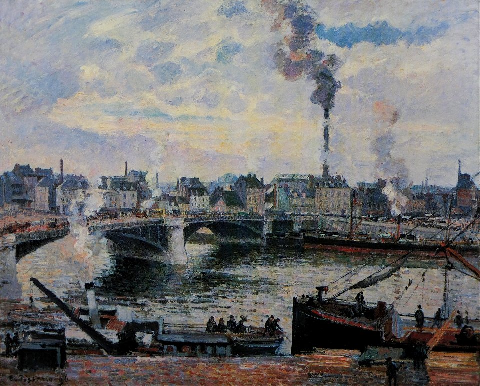Rouen grand pont Pissarro 1896