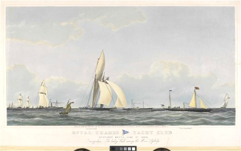 Royal Thames Yacht Club Schooner Match, June 5th 1869 Running Down - The Leading Vessels nearing the Mouse Lightship ( Gloriana and Alexandra) RMG PY8712